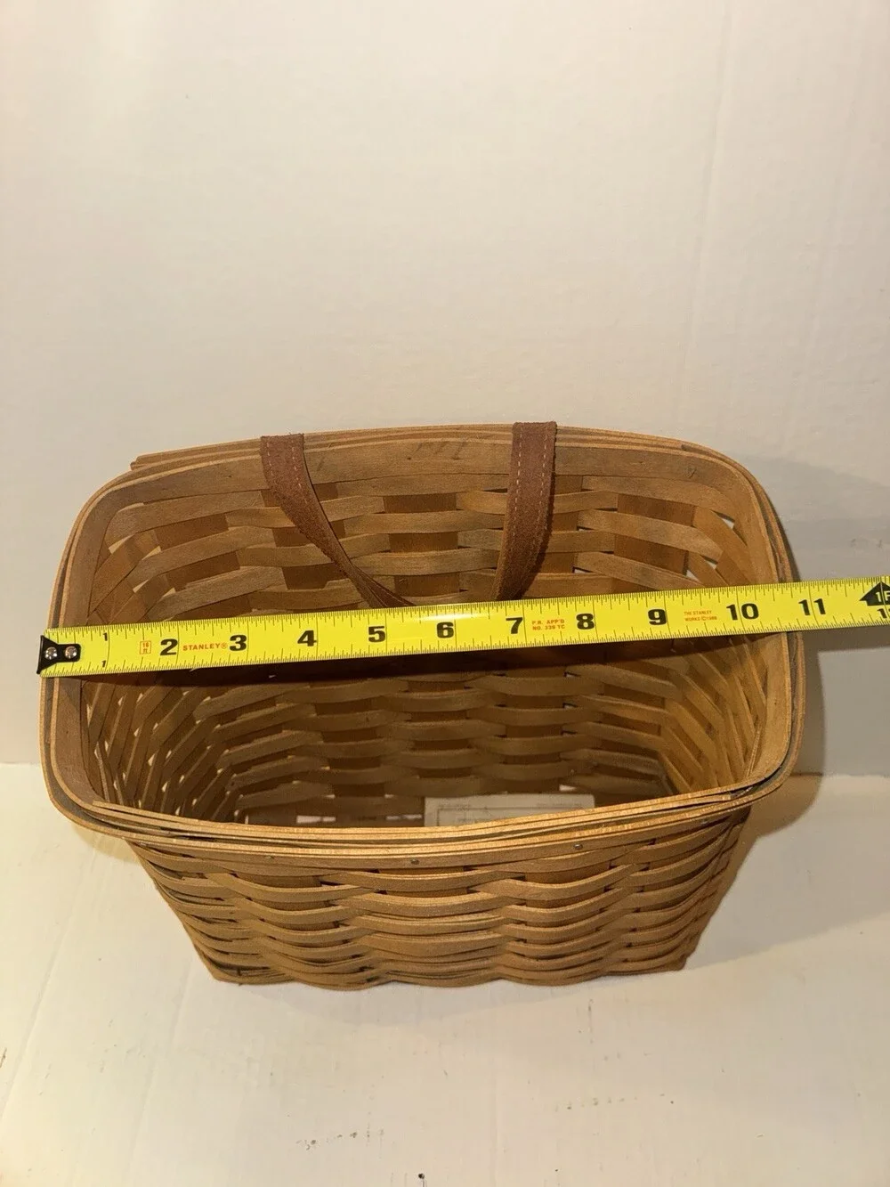 1997 Longaberger Handmade Market Basket Leather Handles Dresden Ohio USA